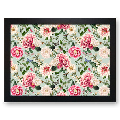 Flowers in Bloom Mint Green Floral Pattern Cushioned Lap Tray