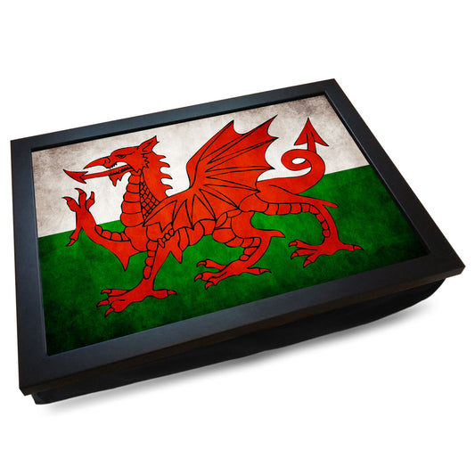 Wales Red Dragon Flag (Grunge/Vintage) Cushioned Lap Tray - my personalised lap tray | mooki   -   