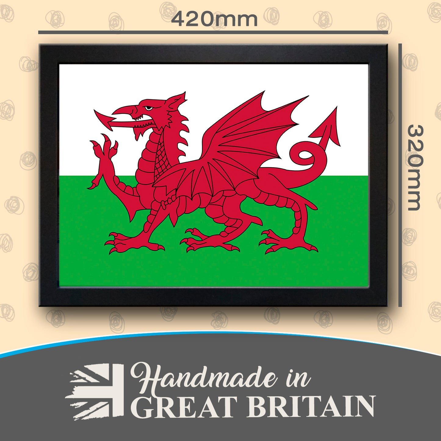 Wales Red Dragon Flag Cushioned Lap Tray