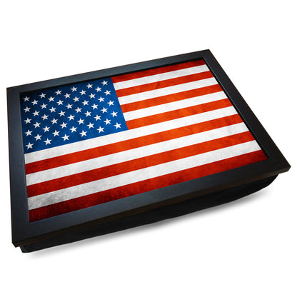 USA Flag (Grunge/Vintage) Cushioned Lap Tray - my personalised lap tray | mooki   -   
