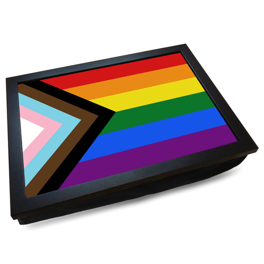 LGBTQ+ Rainbow Gay Pride Progress Flag Cushioned Lap Tray