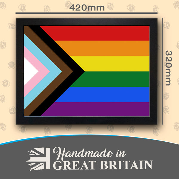 Load image into Gallery viewer, LGBTQ+ Rainbow Gay Pride Progress Flag Cushioned Lap Tray
