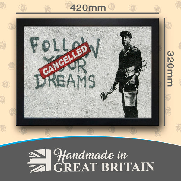 Load image into Gallery viewer, Banksy &#39;Follow Your Dreams (Cancelled)&#39; Cushioned Lap Tray
