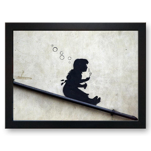 Load image into Gallery viewer, Banksy &#39;Girl Blowing Bubbles&#39; Cushioned Lap Tray - my personalised lap tray | mooki   -   

