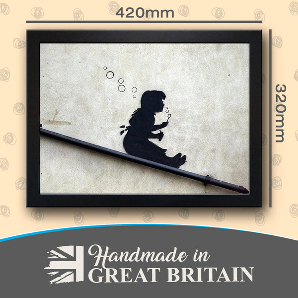 Load image into Gallery viewer, Banksy &#39;Girl Blowing Bubbles&#39; Cushioned Lap Tray
