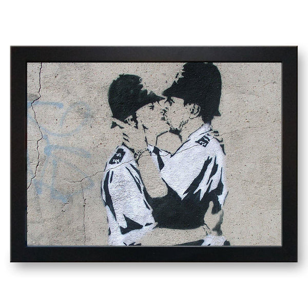 Load image into Gallery viewer, Banksy &#39;Kissing Coppers&#39; Cushioned Lap Tray - my personalised lap tray | mooki   -   
