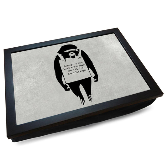 Banksy 'Laugh Now Monkey' Cushioned Lap Tray - my personalised lap tray | mooki   -   