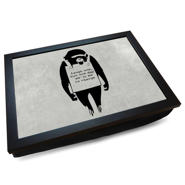 Load image into Gallery viewer, Banksy &#39;Laugh Now Monkey&#39; Cushioned Lap Tray - my personalised lap tray | mooki   -   
