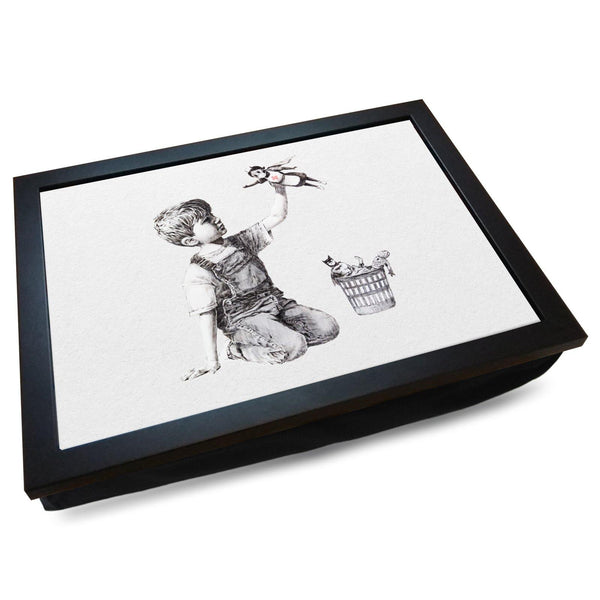 Load image into Gallery viewer, Banksy &#39;Game Changer&#39; (NHS Heroes) Cushioned Lap Tray - my personalised lap tray | mooki   -   

