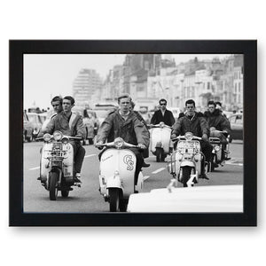 Mods Riding Scooters on Brighton Seafront Cushioned Lap Tray - my personalised lap tray | mooki   -   
