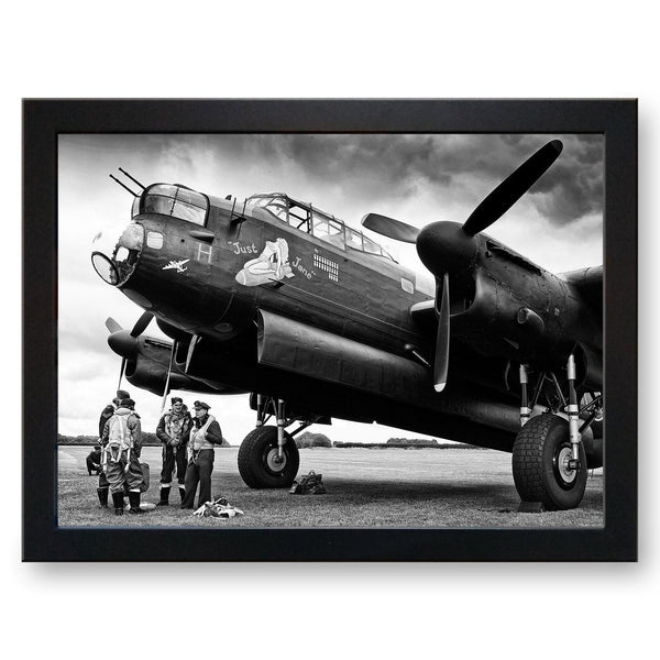 Load image into Gallery viewer, Avro Lancaster &#39;Just Jane&#39; Bomber with Ground Crew Cushioned Lap Tray - my personalised lap tray | mooki   -   
