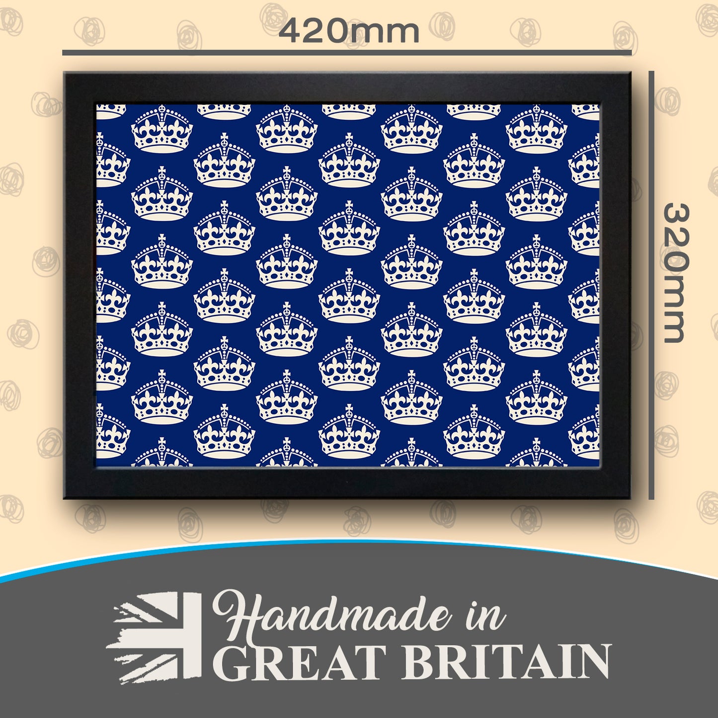 Royal Crown Pattern (Blue) Cushioned Lap Tray