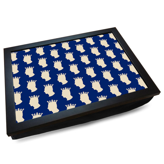King Charles III Royal Silhouette Pattern (Blue) Cushioned Lap Tray