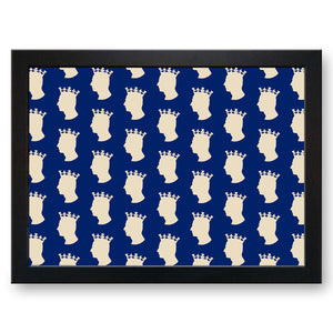 King Charles III Royal Silhouette Pattern (Blue) Cushioned Lap Tray