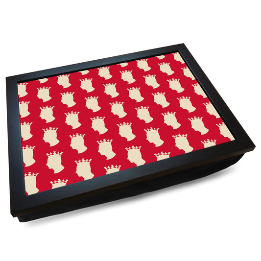 King Charles III Royal Silhouette Pattern (Red) Cushioned Lap Tray