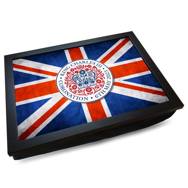 Load image into Gallery viewer, King Charles III Coronation Union Jack Flag Cushioned Lap Tray
