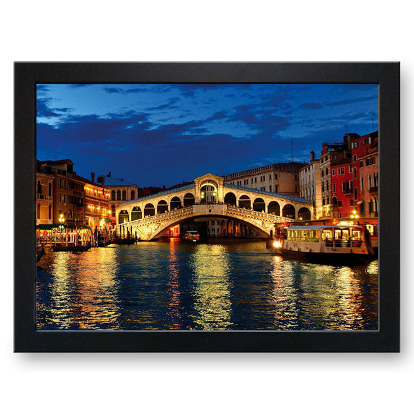 Load image into Gallery viewer, Venice Rialto Bridge at Night Cushioned Lap Tray - my personalised lap tray | mooki   -   
