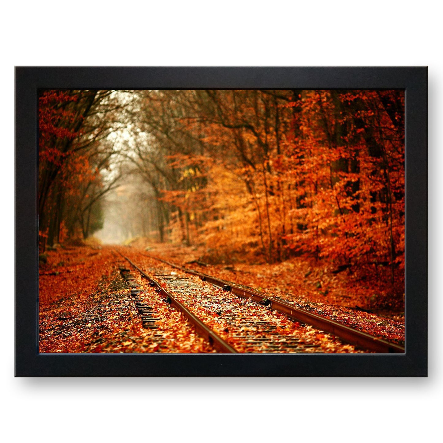 Railway Track thru Autumn Woodland Cushioned Lap Tray - my personalised lap tray | mooki   -   