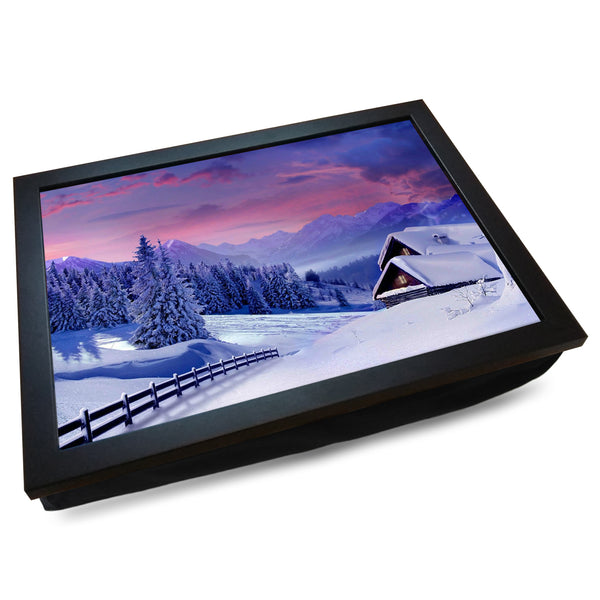 Load image into Gallery viewer, Snow Covered Mountain Chalet Cushioned Lap Tray - my personalised lap tray | mooki   -   
