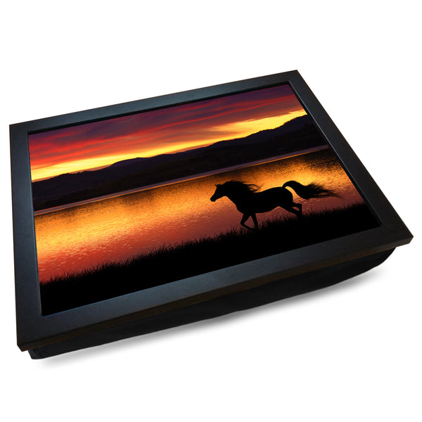 Load image into Gallery viewer, Galloping Horses at Sunset Cushioned Lap Tray
