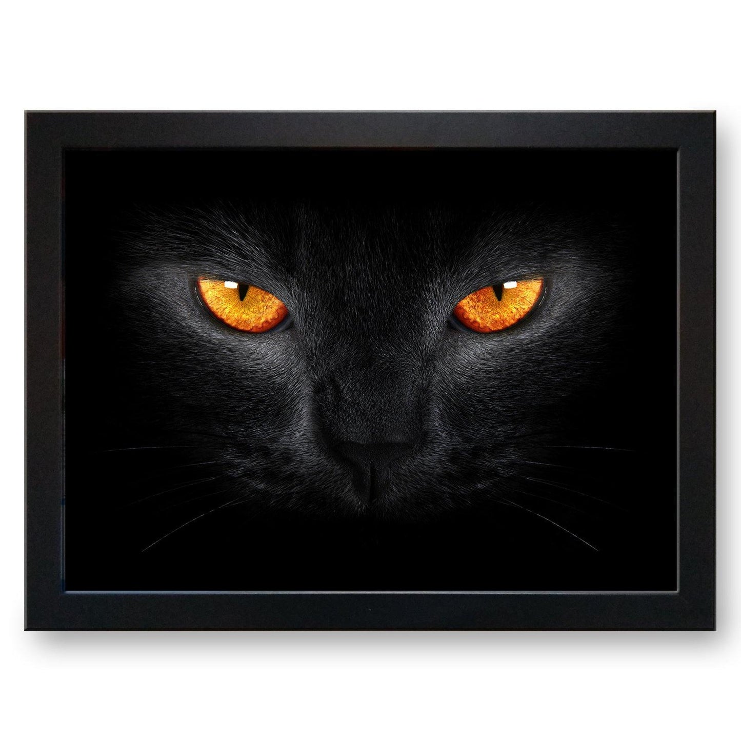 Black Cat with Orange Eyes Cushioned Lap Tray - my personalised lap tray | mooki   -   