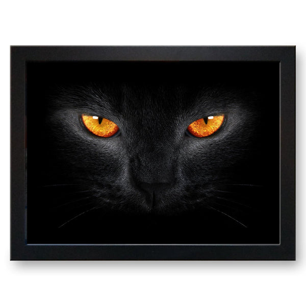 Load image into Gallery viewer, Black Cat with Orange Eyes Cushioned Lap Tray - my personalised lap tray | mooki   -   
