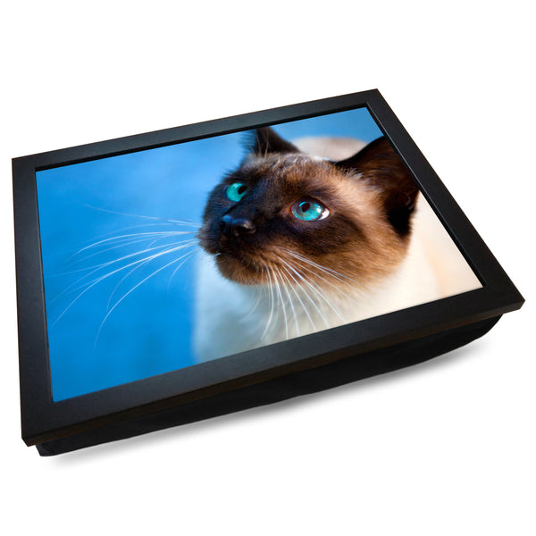 Load image into Gallery viewer, Siamese Cat with Blue Eyes Cushioned Lap Tray - my personalised lap tray | mooki   -   
