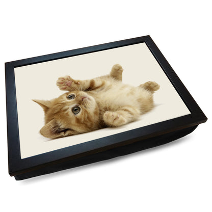 Playful Tabby Kitten Cushioned Lap Tray - my personalised lap tray | mooki   -   