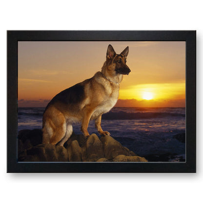 German Shepherd Dog on the Beach at Sunset Cushioned Lap Tray - my personalised lap tray | mooki   -   