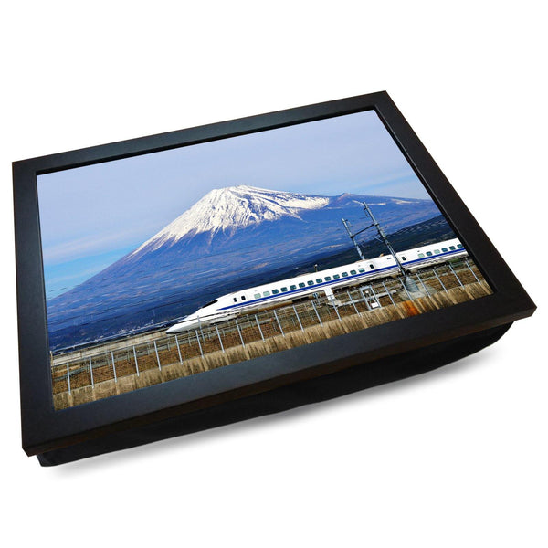 Load image into Gallery viewer, Bullet Train Passing Mount Fuji Cushioned Lap Tray - my personalised lap tray | mooki   -   
