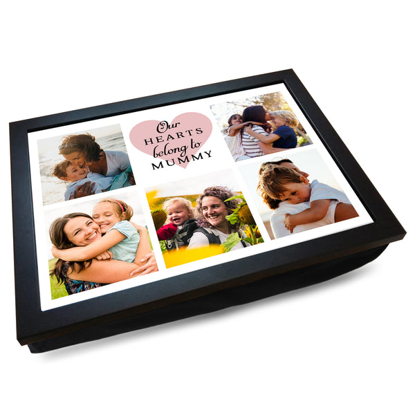 Load image into Gallery viewer, Our Hearts Belong to Mummy Personalised Photo Collage Lap Tray
