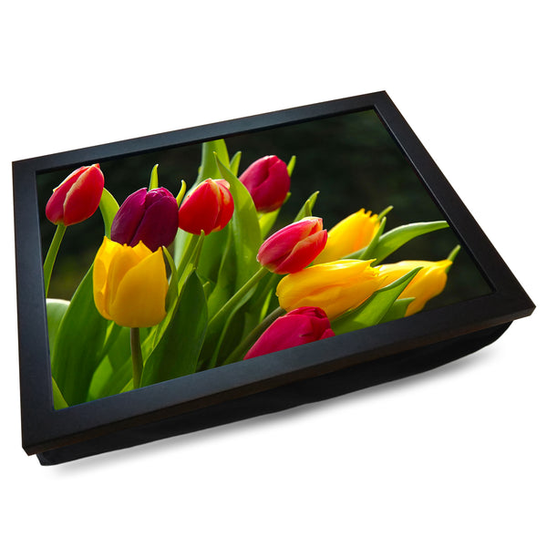 Load image into Gallery viewer, Red and Yellow Tulips Cushioned Lap Tray
