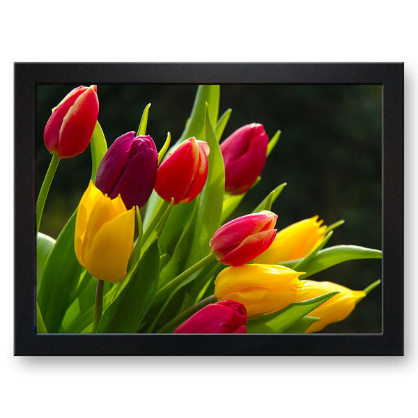 Load image into Gallery viewer, Red and Yellow Tulips Cushioned Lap Tray
