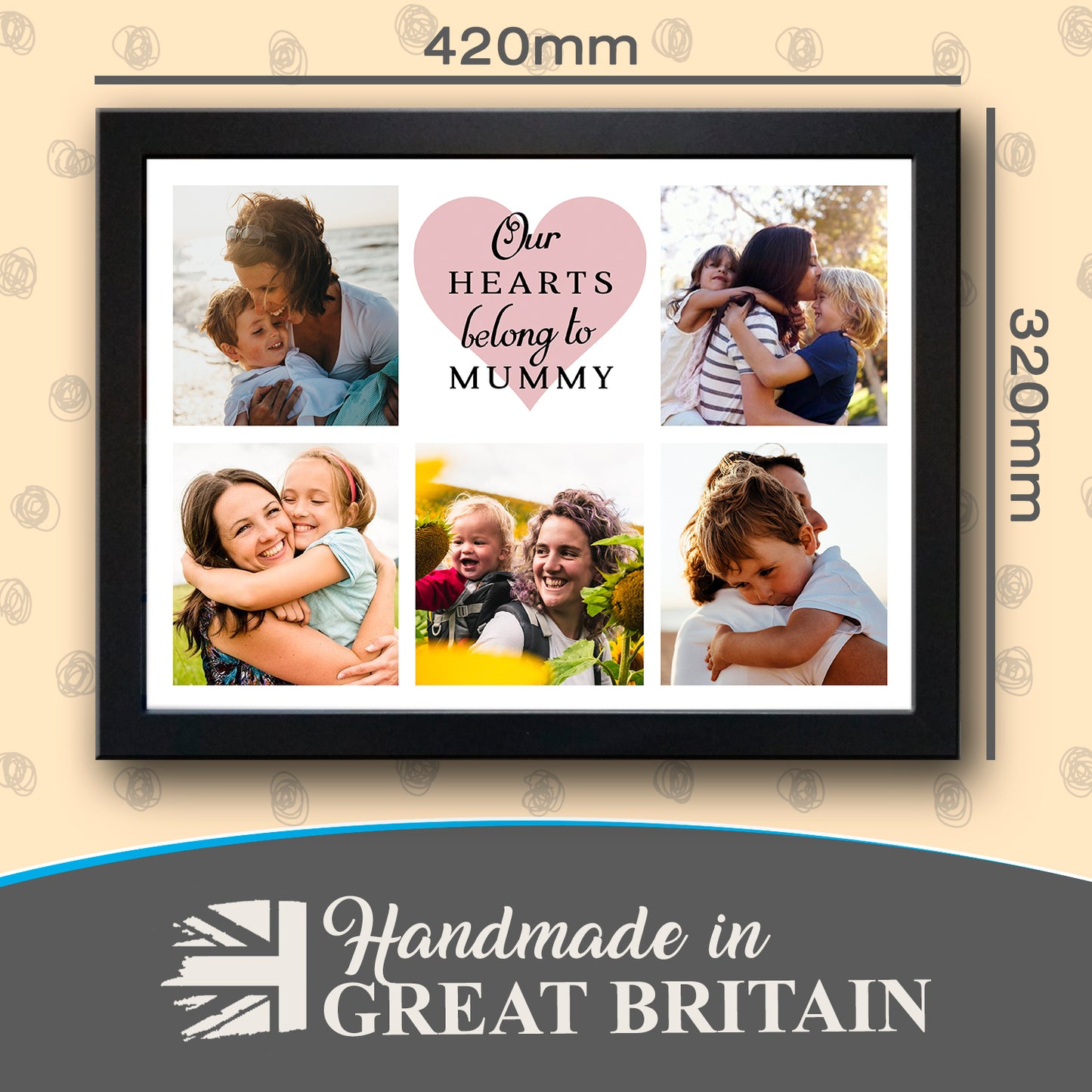 Our Hearts Belong to Mummy Personalised Photo Collage Lap Tray